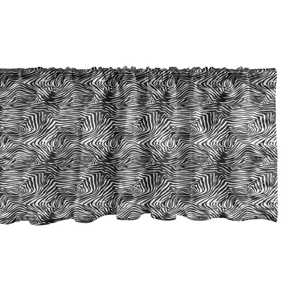 Ambesonne Zebra Print Window Valance, Monochrome Illustration of Animal Skin Exotic Mammal Jungle Creature, Curtain Valance for Kitchen Bedroom Decor with Rod Pocket, 54" X 18", Charcoal Grey White