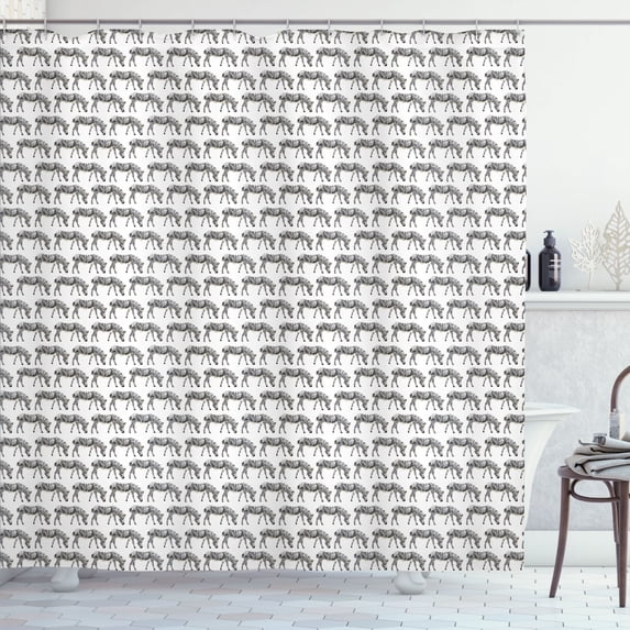Ambesonne Zebra Shower Curtain, Continuing Striped Animal Art, 69"Wx70"L, Eggshell Taupe Grey