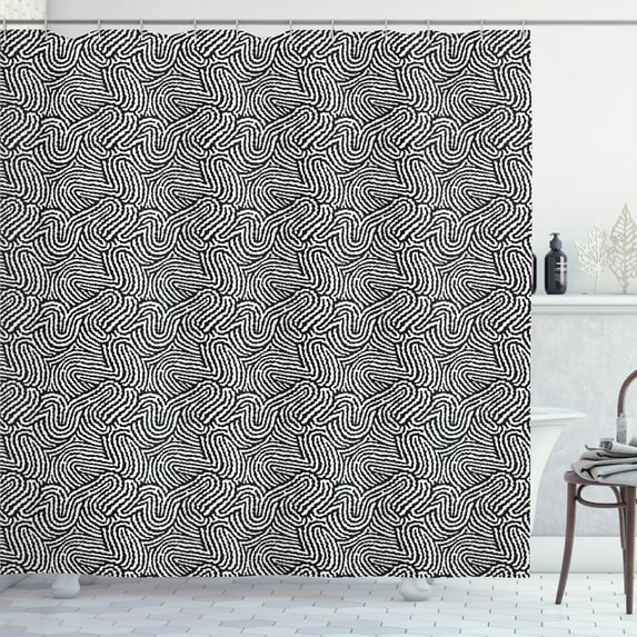 Ambesonne Zebra Shower Curtain, Monochrome Curvy Stripes Art, 69"Wx84"L, White Charcoal Grey