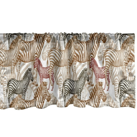 Ambesonne Zebra Window Valance, Camo, 54" X 12", Pale Caramel Green Brown