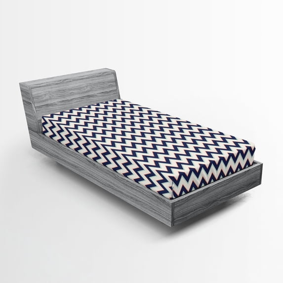 Ambesonne Zig Zag Fitted Sheet, Geometric Retro Funky, Twin Size, Multicolor