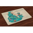 thumbnail image 1 of Ambesonne Zodiac Aquarius Place Mats Set of 4, Lady Pearl Fish, Standard Size, Multicolor, 1 of 4