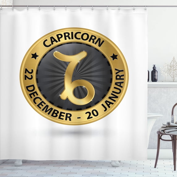 Ambesonne Zodiac Capricorn Shower Curtain, Astrology Sign, 69"Wx84"L, Pale Coffee Black