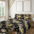 thumbnail image 1 of Ambesonne Zodiac Fitted & Flat Sheet with Shams 4 Pcs Set, Retro Sun and Moon Pattern, Calking, Ivory Mustard, 1 of 5