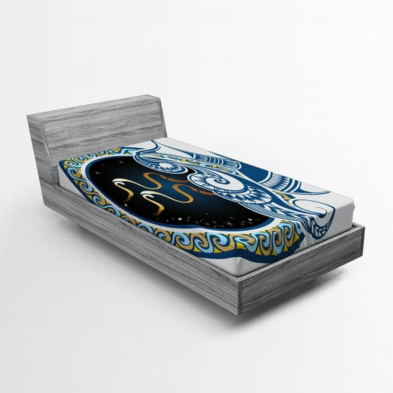 Ambesonne Zodiac Fitted Sheet, Aquarius Sign, Twin Size, Multicolor