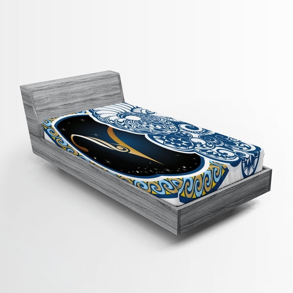 Ambesonne Zodiac Fitted Sheet, Astrology Aries Sign, Twin XL Size, Multicolor