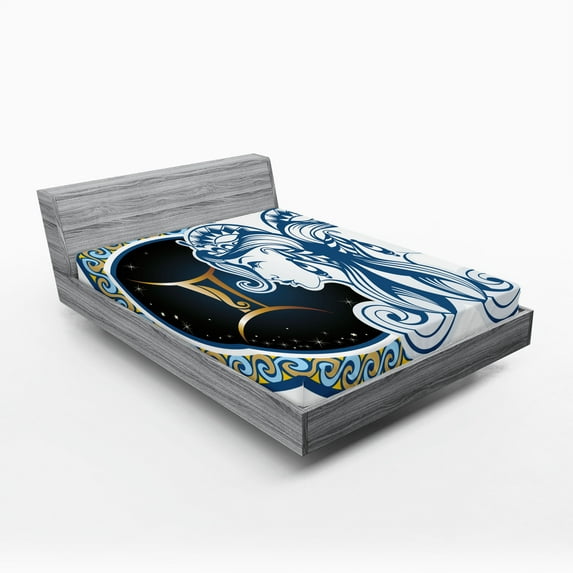 Ambesonne Zodiac Fitted Sheet, Astrology Gemini, Queen Size, Multicolor