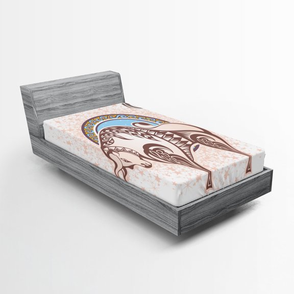 Ambesonne Zodiac Fitted Sheet, Taurus Astrology, Twin Size, Brown Beige