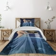 thumbnail image 1 of Ambesonne Zodiac Quilted Coverlet 2 Pcs, Aquarius Lady with Pail, Twin Size, Blue Dark Blue, 1 of 5