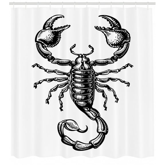 Ambesonne Zodiac Scorpio Shower Curtain, Sketch Tattoo, 69"Wx84"L, Black and White