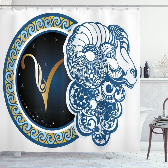 Ambesonne Zodiac Shower Curtain, Astrology Aries Sign, 69"Wx70"L, Multicolor