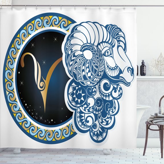 Ambesonne Zodiac Shower Curtain, Astrology Aries Sign, 69"Wx84"L, Multicolor
