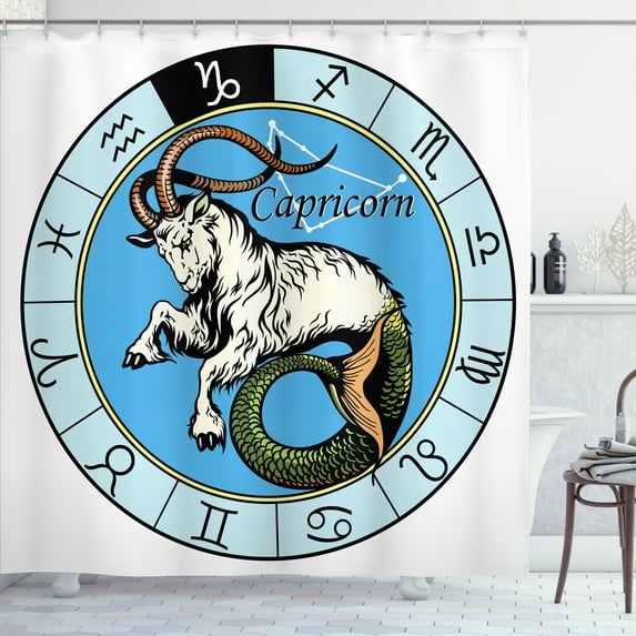 Ambesonne Zodiac Shower Curtain, Capricorn, 69"Wx84"L, Multicolor