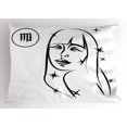 thumbnail image 1 of Ambesonne Zodiac Virgo Pillow Sham, Woman with Stars, 36" X 20", Black and White, 1 of 2