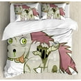 thumbnail image 1 of Ambesonne Zombie Duvet Cover Set, Evil Unicorn Myth, King, Green Dried Rose, 1 of 3