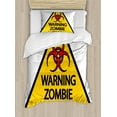 thumbnail image 1 of Ambesonne Zombie Duvet Cover Set, Warning Outbreak, Twin, Earth Yellow Red Black, 1 of 3