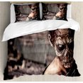 thumbnail image 1 of Ambesonne Zombie Duvet Cover Sets, Creepy Look Killer, 2-Queen, Taupe Peach, 1 of 3
