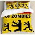 thumbnail image 1 of Ambesonne Zombie Duvet Cover Sets, Fiction Humor Art, 2-King, Yellow Black Red, 1 of 2