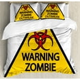thumbnail image 1 of Ambesonne Zombie Duvet Cover Sets, Warning Outbreak, 2-King, Earth Yellow Red Black, 1 of 7