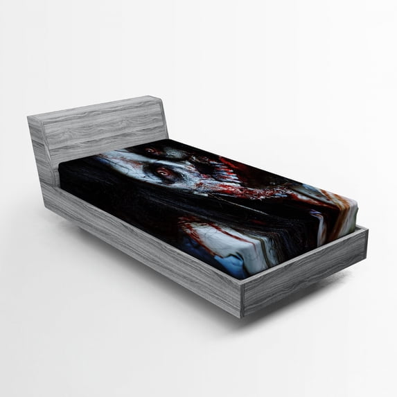 Ambesonne Zombie Fitted Sheet, Bloody Woman Theme, Twin XL Size, Multicolor