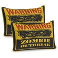 thumbnail image 1 of Ambesonne Zombie Pillow Sham 2 Pack, Grunge Horror Sign, 26"x20", Earth Yellow Grey Red, 1 of 3