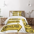 thumbnail image 1 of Ambesonne Zombie Quilted Bedspread Set 2 Pcs, Safe Area Zone, Twin Size, Yellow Black, 1 of 5