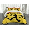 thumbnail image 1 of Ambesonne Zombie Quilted Bedspread Set 3 Pcs, Fiction Humor Art, Queen Size, Yellow Black Red, 1 of 5
