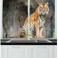 thumbnail image 1 of Ambesonne Zoo Kitchen Curtains, Bengal Tiger Cat Predator, 55"x39", Pale Brown White Black, 1 of 2
