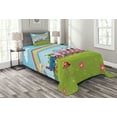 thumbnail image 1 of Ambesonne Zoo Quilted Bedspread Set 2 Pcs, Animal Train Rainbow Funny, Twin Size, Multicolor, 1 of 3