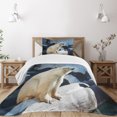 thumbnail image 1 of Ambesonne Zoo Quilted Bedspread Set 2 Pcs, Polar Bear in Park Rocks, Twin Size, Pale Blue Black Cream, 1 of 5