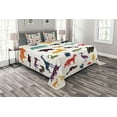thumbnail image 1 of Ambesonne Zoo Quilted Bedspread Set 3 Pcs, Colorful Silhouettes Savannah, King Size,, 1 of 3