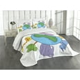 thumbnail image 1 of Ambesonne Zoo Quilted Bedspread Set 3 Pcs, Continent Fauna, Queen Size, Multicolor, 1 of 5