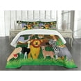 thumbnail image 1 of Ambesonne Zoo Quilted Bedspread Set 3 Pcs, Exotic Jungle Cheerful Fun, Queen Size, Multicolor, 1 of 5
