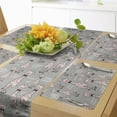 thumbnail image 1 of Ambesonne Zoo Table Runner & Placemats, Giraffes in Bowtie, Placemat 4 pcs + Runner 14"x90", Dust Rose Charcoal Grey, 1 of 2