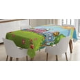 thumbnail image 1 of Ambesonne Zoo Tablecloth Rectangular Table Cover, Animal Train Rainbow Funny, 60"x84", Multicolor, 1 of 4
