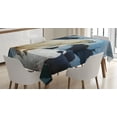 thumbnail image 1 of Ambesonne Zoo Tablecloth Rectangular Table Cover, Polar Bear in Park Rocks, 60"x84", Pale Blue Black Cream, 1 of 4