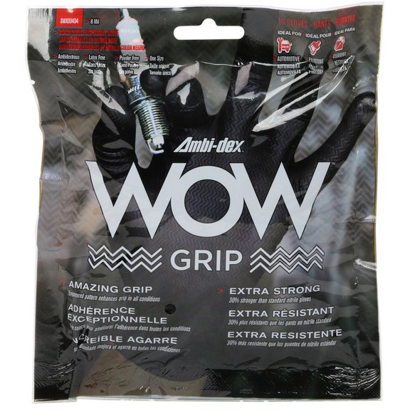 Ambi-Dex Wow Nitrile Disposable Gloves Large Black Powder Free 10 pk