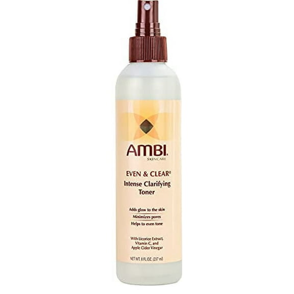 Ambi Even & Clear Intense Clarifying Toner | Astringent Protects and Beautifies Acne-Prone Skin | Cucumber Extract | Green Tea Extract | 8 Ounce