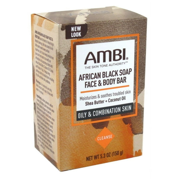 Ambi Face & Body Bar African Black Soap Oily/Combo 5.3oz (Pack of 3)