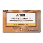 AMBI Cocoa Butter Cleanse Bar Soap, Hydrating Formula for Dry & Combination Skin, 3.5 OZ
