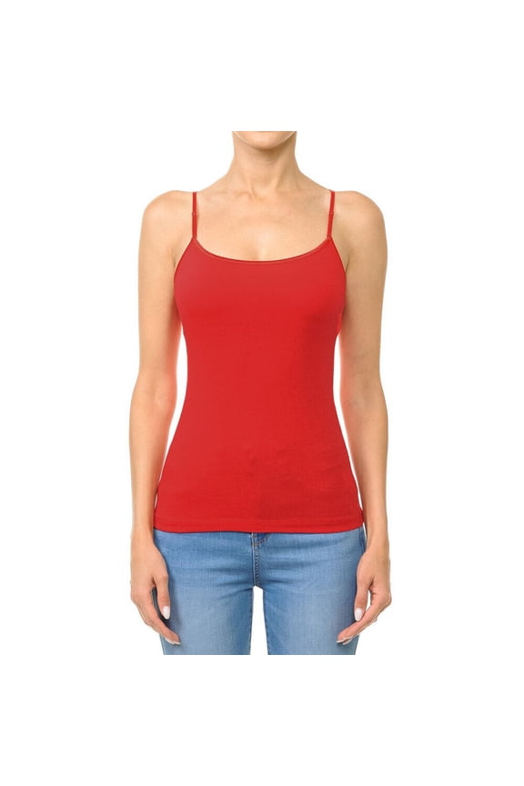 Ambiance Apparel #61000 Basic Plain Solid Bra-Strap Camisole with Built in Shelf Bra Tank Top Cami