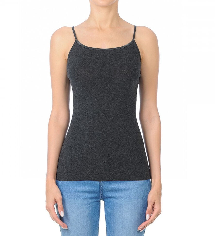 Ambiance Apparel 61000 Basic Plain Solid BraStrap Camisole with Built