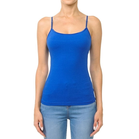 Ambiance Apparel #61000 Basic Plain Solid Bra-Strap Camisole with Built in Shelf Bra Tank Top Cami
