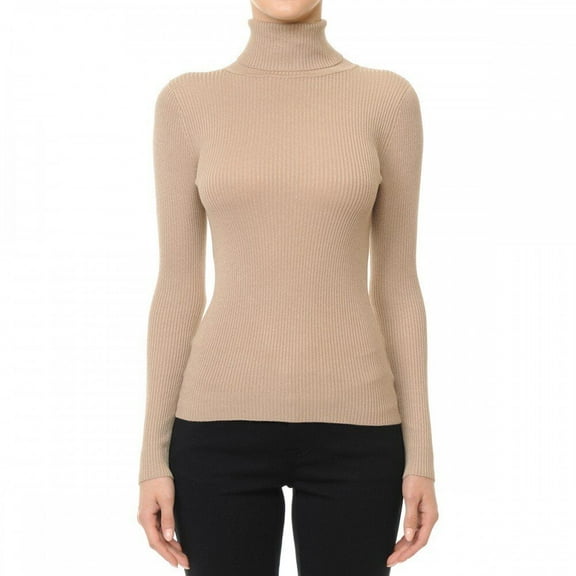 Ambiance Apparel #65660 Turtle Neck Ribbed Long Sleeve Sweater Top