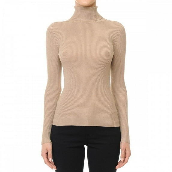 Ambiance Apparel #65660 Turtle Neck Ribbed Long Sleeve Sweater Top