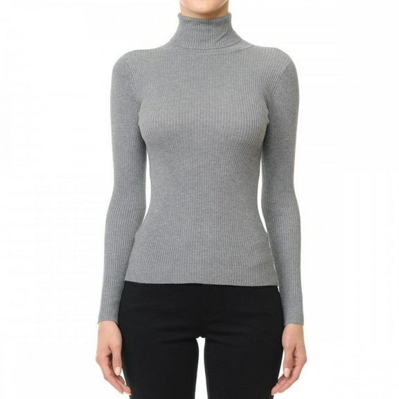 Ambiance Apparel #65660 Turtle Neck Ribbed Long Sleeve Sweater Top