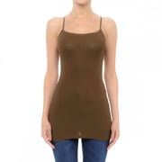 Ambiance Apparel Long Tank Top Adjustable Spaghetti Straps Layering Plain Solid Cami Junior Size S/M/L