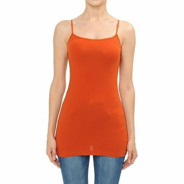 Ambiance Apparel Long Tank Top Adjustable Spaghetti Straps Layering Plain Solid Cami Junior Size S/M/L
