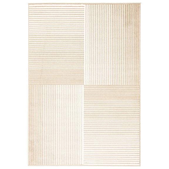 Ambiance Beige, White Polypropylene Rug 5'0" x 7'3"