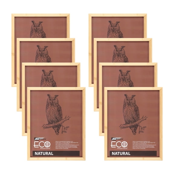 Ambiance Eco Frames - Natural Bamboo - 5x7", Box of 8, Sustainable Wood Eco-Conscious Minimalist Frames for Artwork, Paintings, Drawings, Display, & More